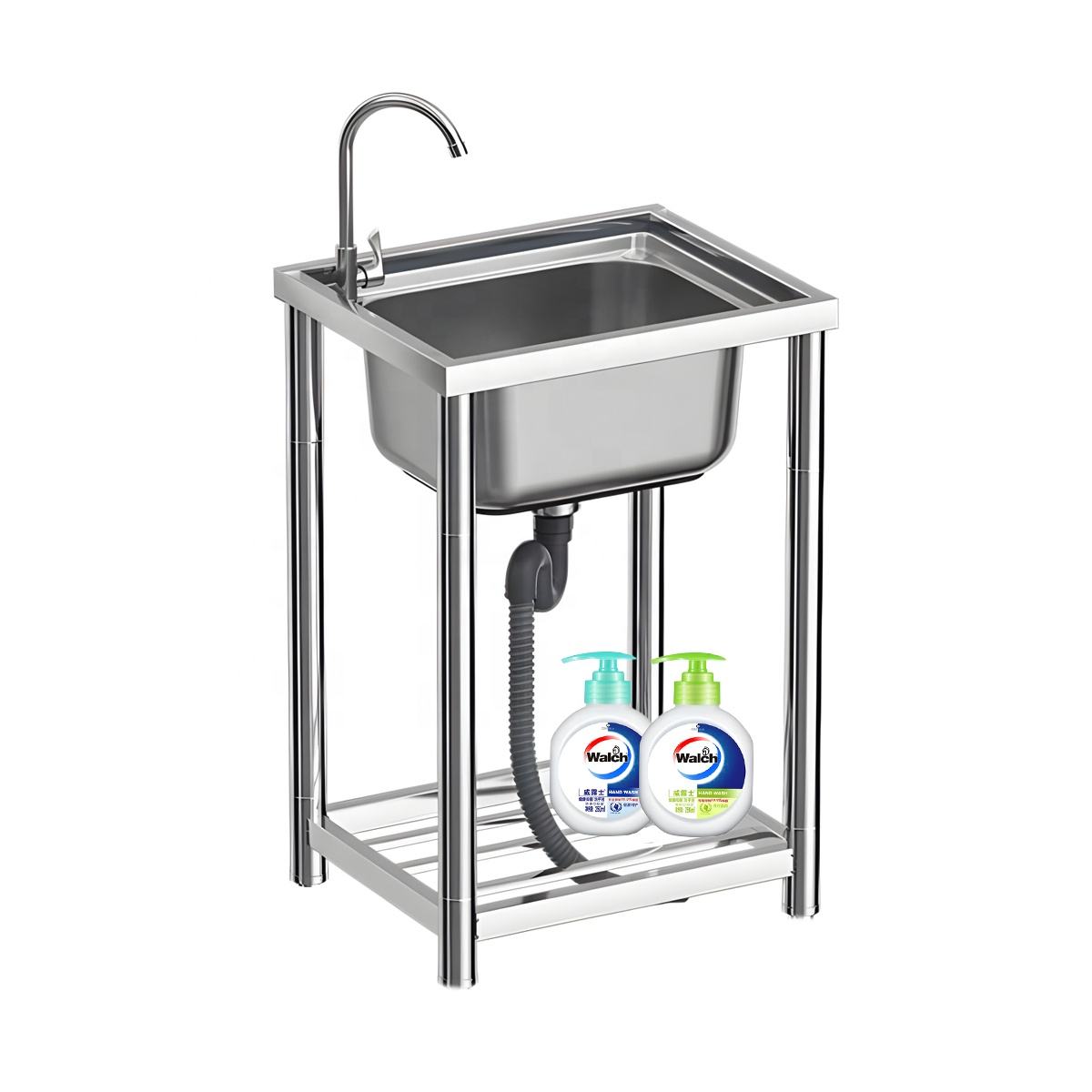 Modern Multifunction Freestanding Stainless Steel Single Bowl Kitchen Bathroom Sink Outdoors Indoors Suitable Washing Sink